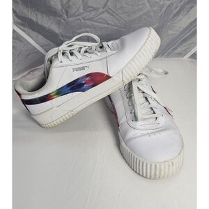 Puma Carina Tie Dye Sneakers White Multi SoftFoam Women's 10 368670-01 Size 7.5
